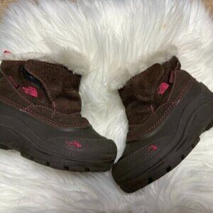 The North Face girls Toddler size 8 Brown/Pink Waterproof ALPENGLOW Winter Boot